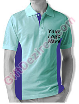 Designer Aqua Blue and Royal Blue Color Mens Logo T Shirts